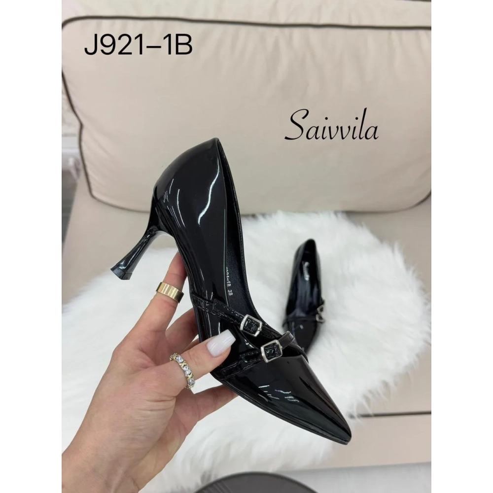 Туфли женские Saivvila искусственная лак кожа черные J921-1B