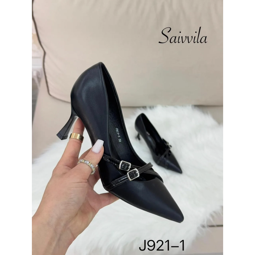 Туфли женские Saivvila искусственная кожа черные J921-1
